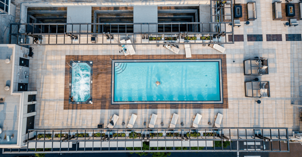 The rooftop pool at Allegro Tower